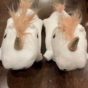 Unicorn plush white velour slipper size small